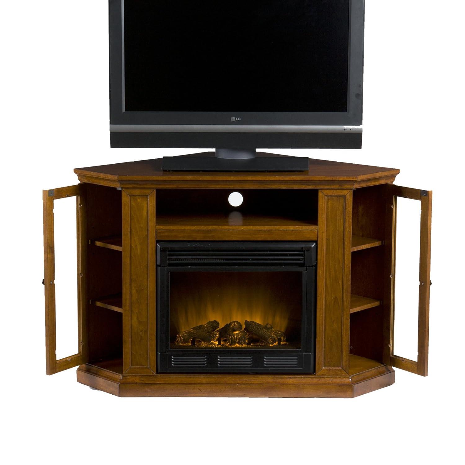SEI Furniture Ponoma Convertible Media Electric Fireplace in Mahogany