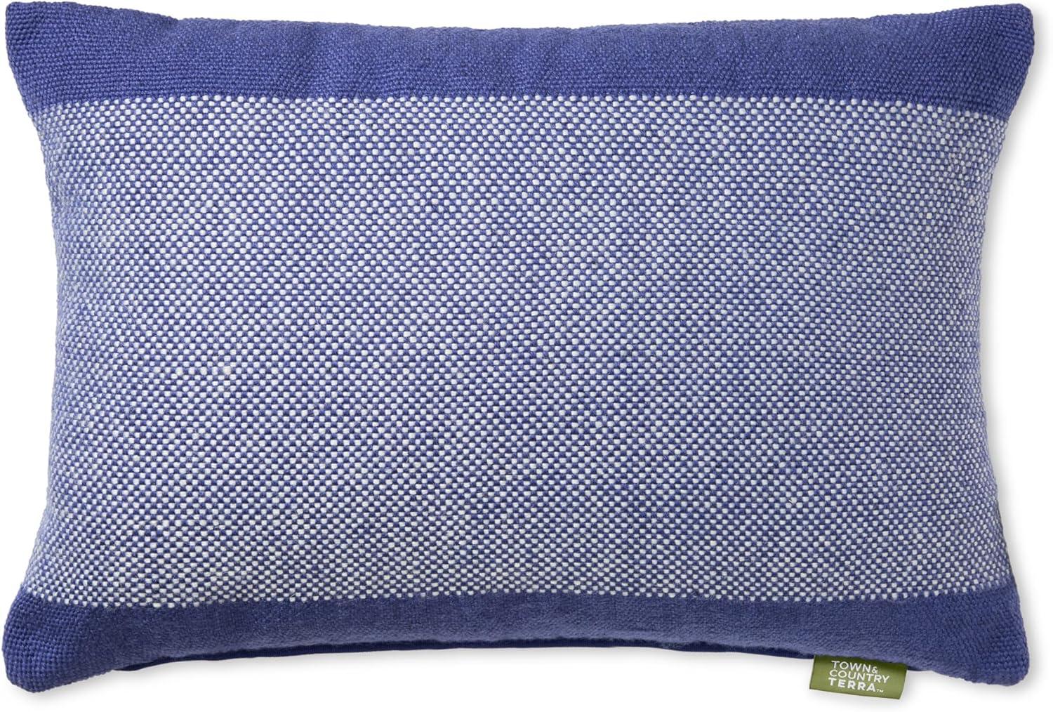 Blue and Ivory Recycled Indoor/Outdoor Decorative Pillow