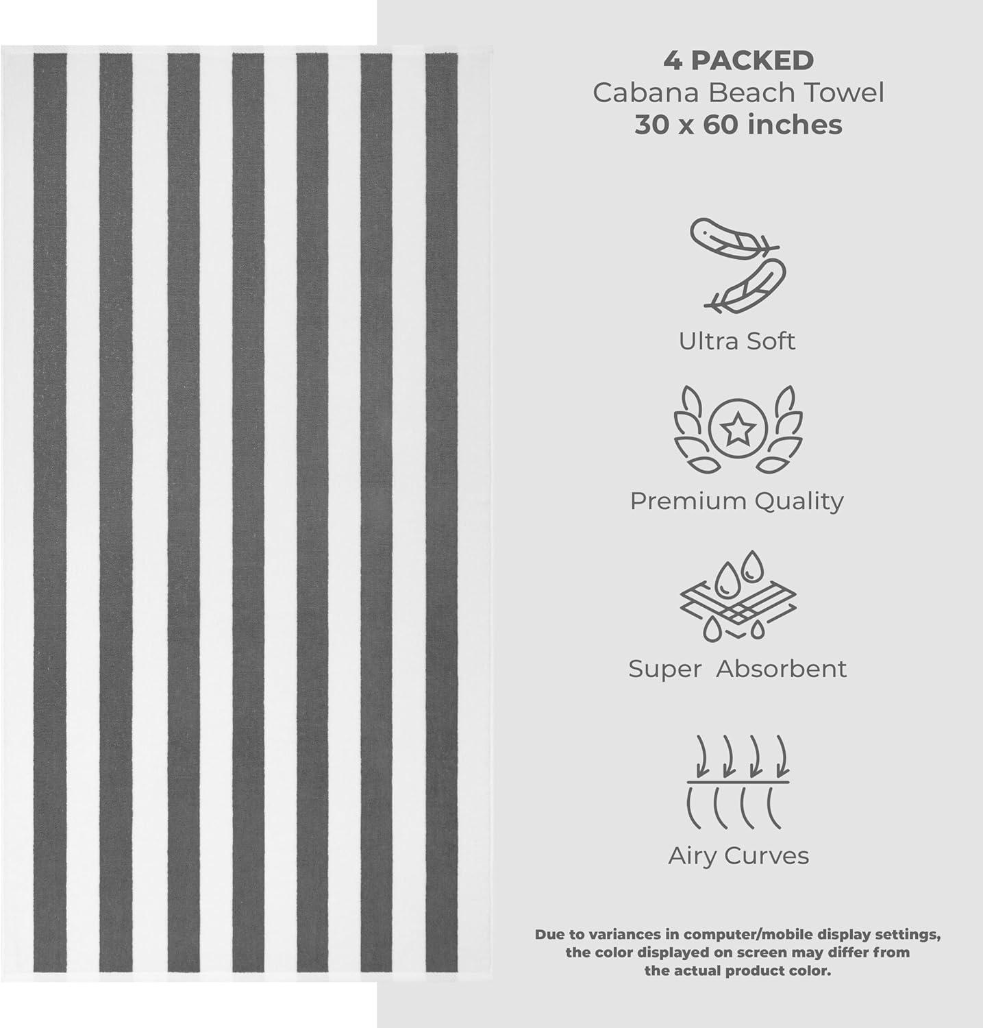 American Soft Linen Beach Towel, 100% Cotton Cabana Striped Beach Towel, 30 in by 60 in Soft Absorbent Beach Pool Towel
, Turquoise Blue