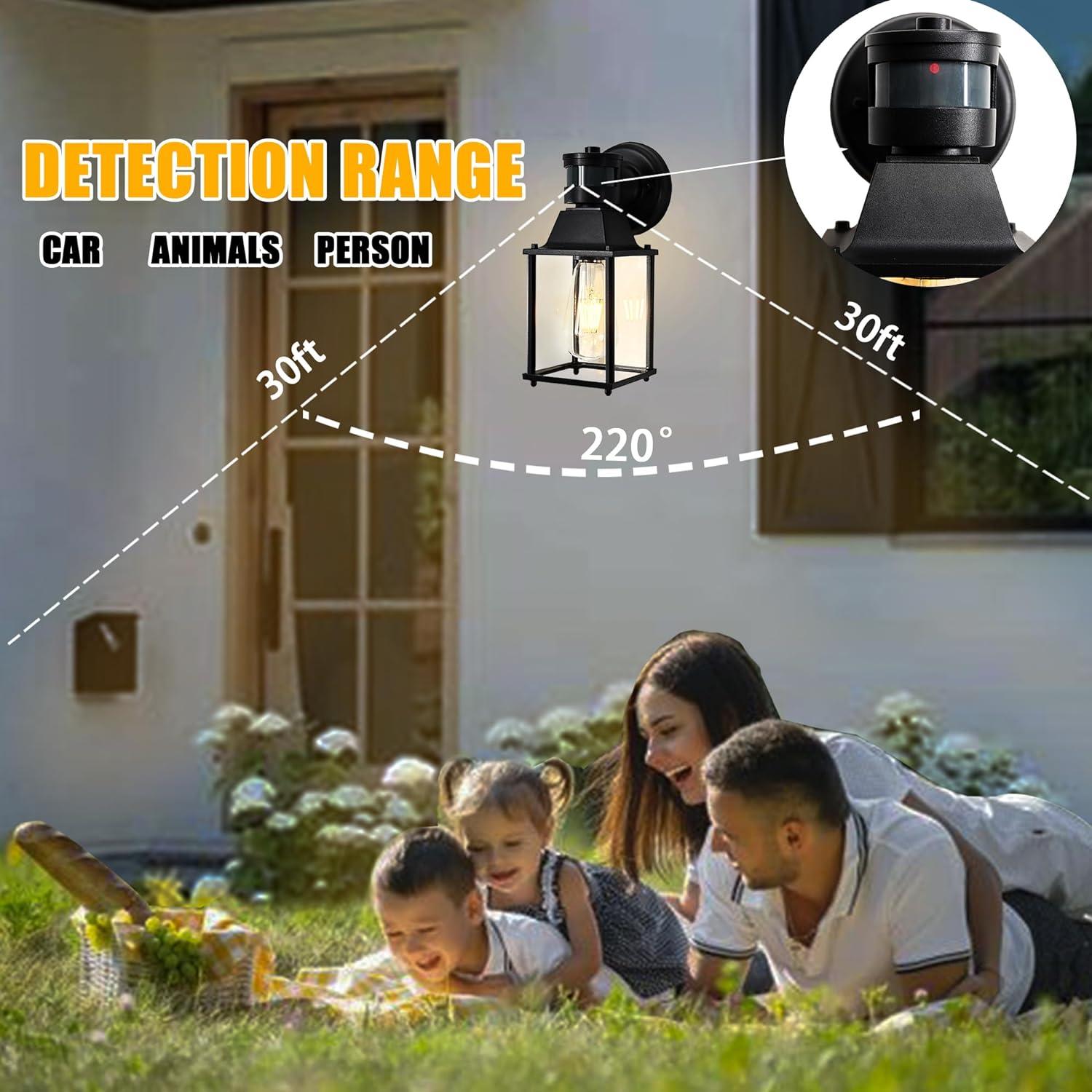 outdoor wall 1-light with motion sensor black