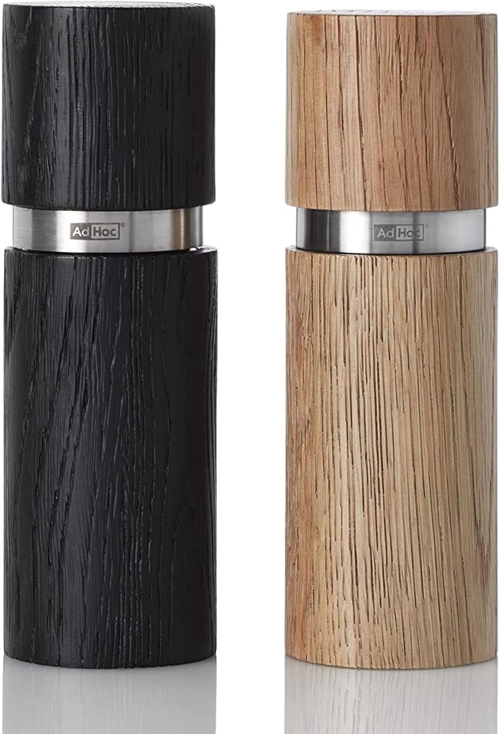 AdHoc Textura Salt & Pepper Mill Gift Set with Ceracut, Black and Tan 5.5"