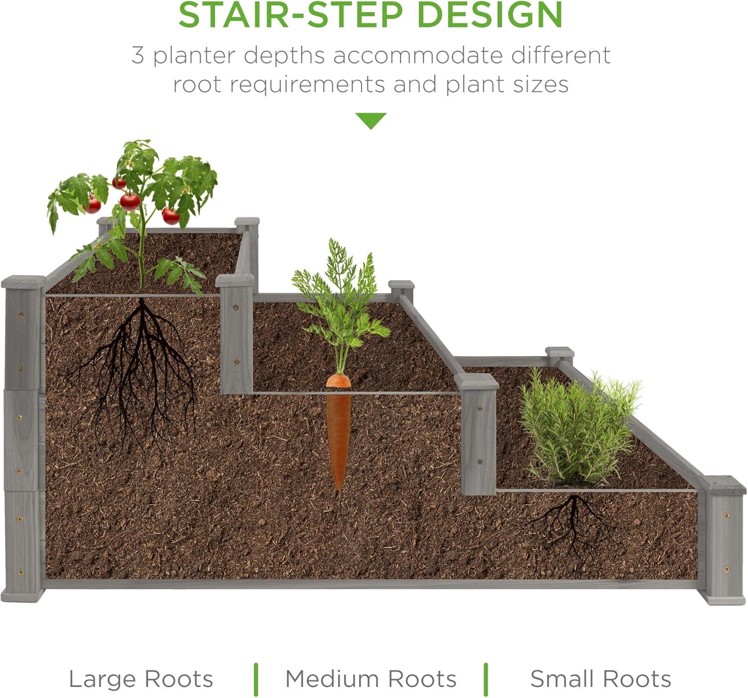 Arlmont & Co. Rosselyn 3-Tier Fir Wood Raised Garden Bed Planter for Plants, Vegetables, Outdoor Gardening