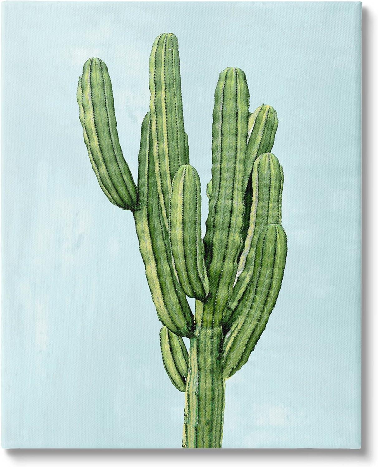 Desert Cactus Blue Sky Botanical & Floral Graphic Art Gallery Wrapped Canvas Print Wall Art