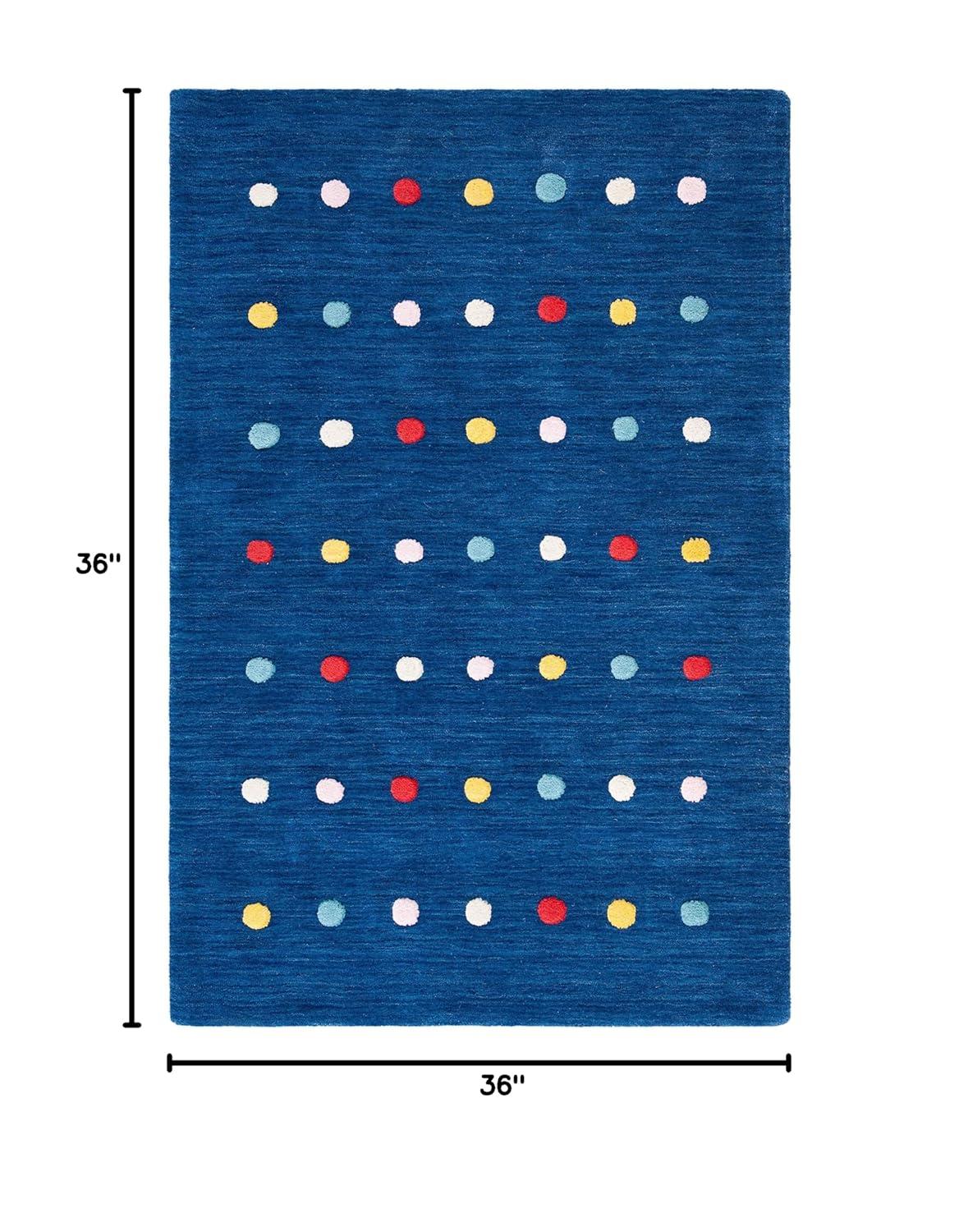 SAFAVIEH Kids Colorful Polka Dots Area Rug, Navy, 3' x 3' Square