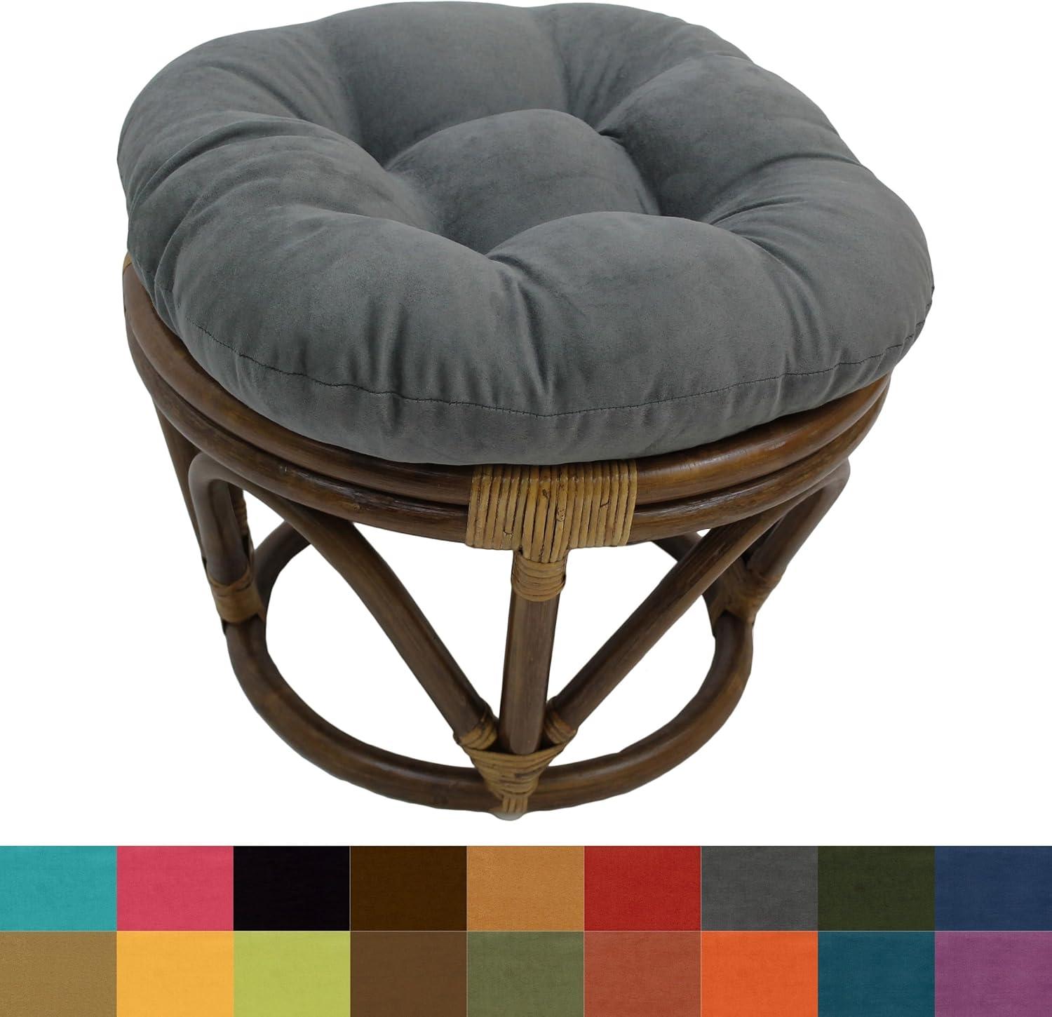 Rattan Ottoman with Micro Suede Cushion - International Caravan