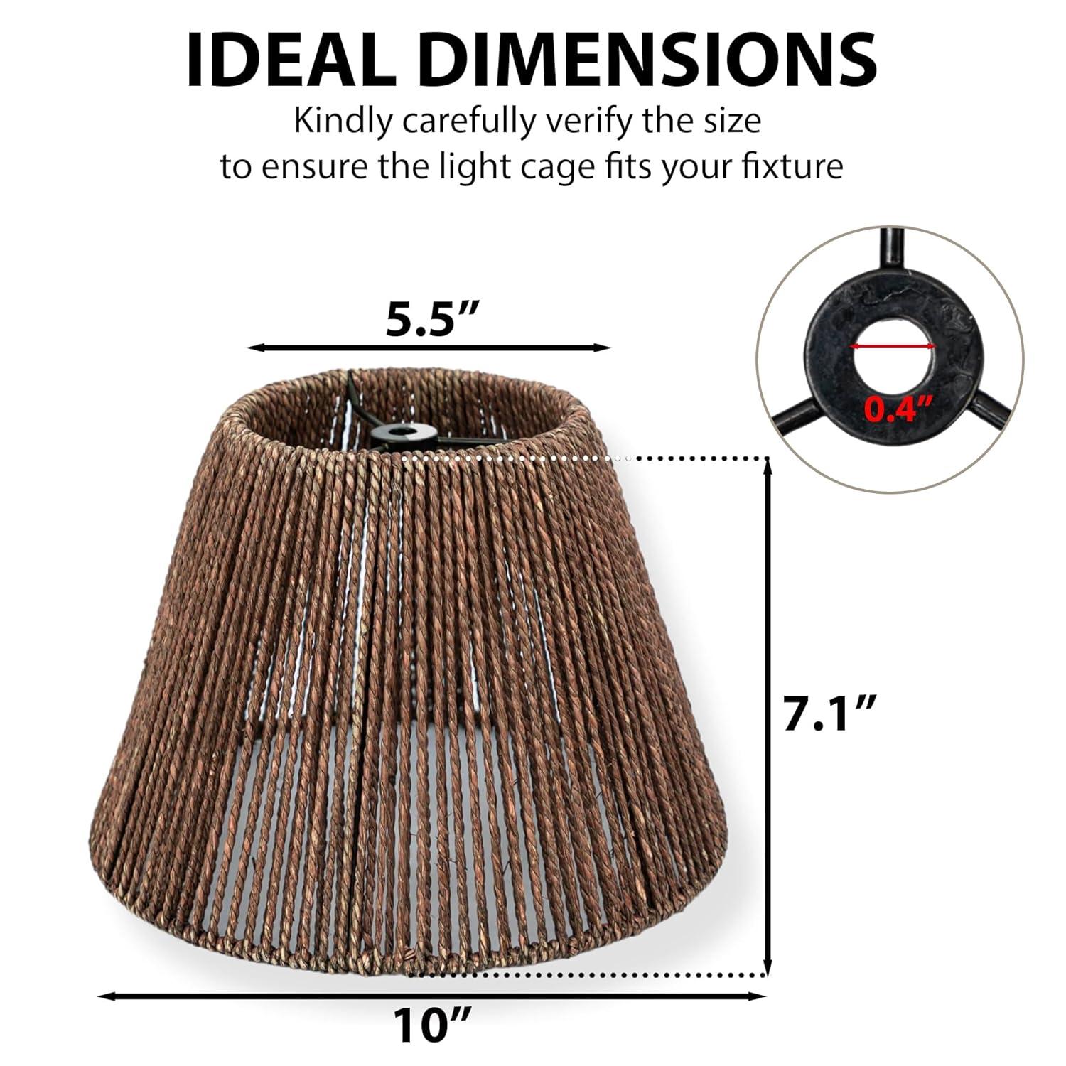 Bayou Breeze Bayou Breeze Farmhouse Water Hyacinth Drum Lamp Shades for Table Lamps, Wicker Pendant Light Shade Replacement, Rustic Light Fixture Cover, Woven Chandelier Replacement Shades for Living Room, Kitchen, Desk Decor, Spider Fitter