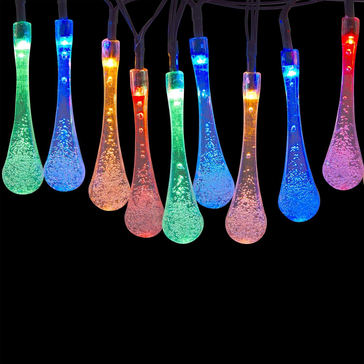 228" Multi-Color Solar Powered Teardrop LED String Lights