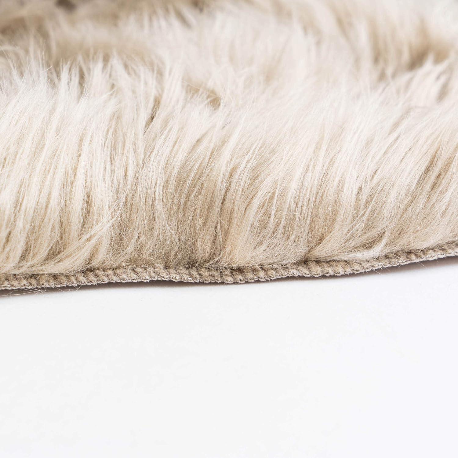 Ultra Soft Faux Sheepskin Fur Shag Rug Light Brown 6' x 9'