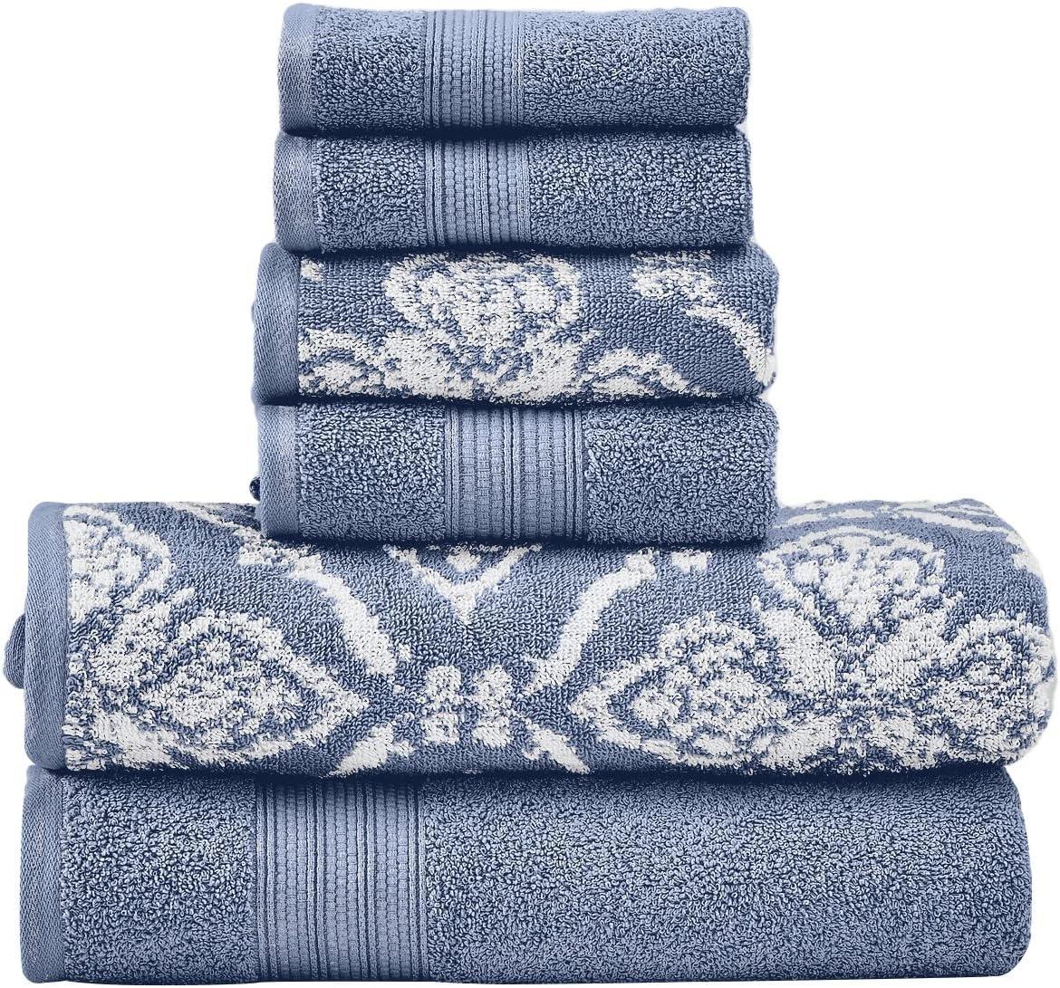 Modern Threads Amaris 6-Piece Reversible Yarn Dyed Jacquard Towel Set - Bath Towels, Hand Towels, & Washcloths - Super Absorbent & Quick Dry