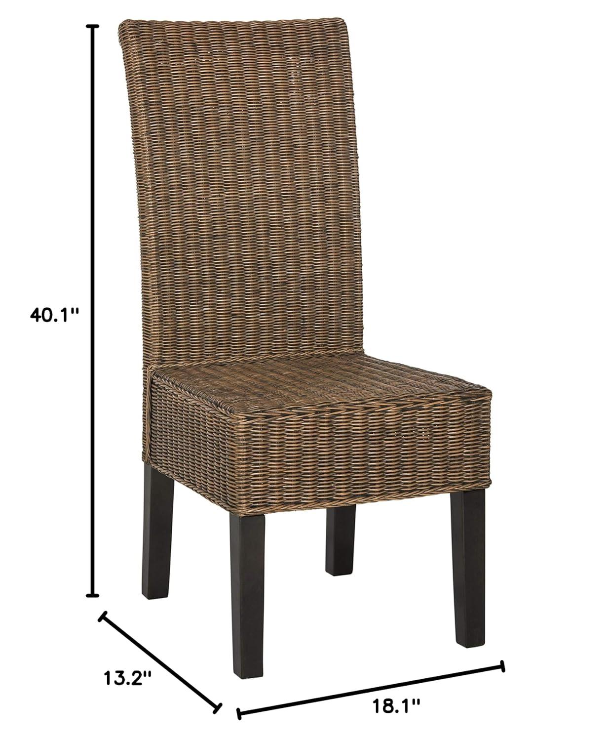 Arjun 18" H Wicker Dining Chair (Set of 2) - SEA8013 - Brown/Multi - Safavieh