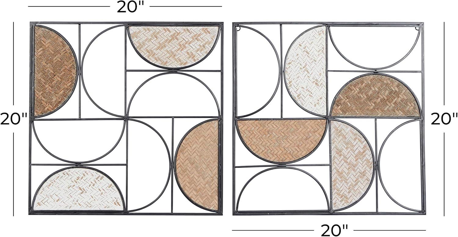 DecMode Brown Metal Contemporary Wall Decor, Set of 2