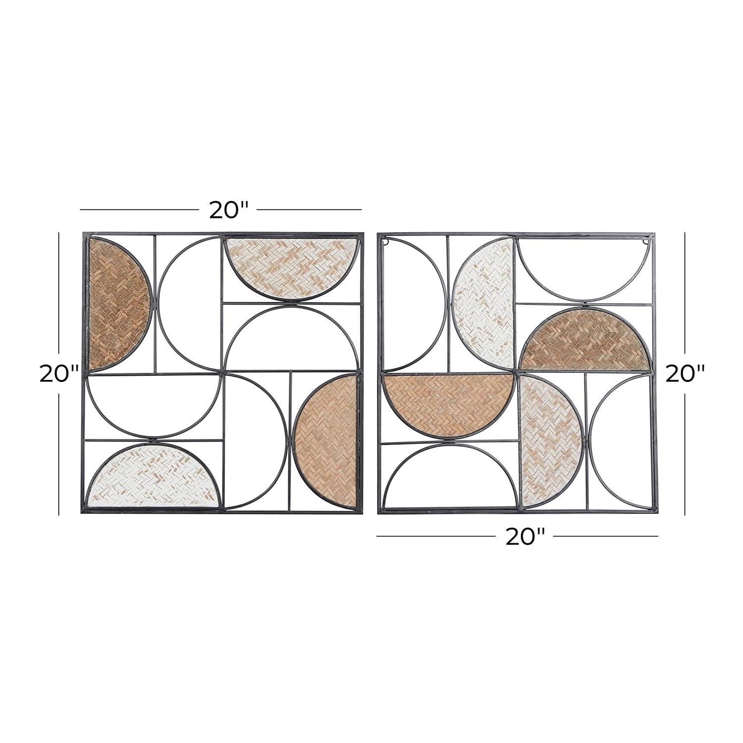 DecMode Brown Metal Carved Designs Geometric Wall Decor (2 Count)