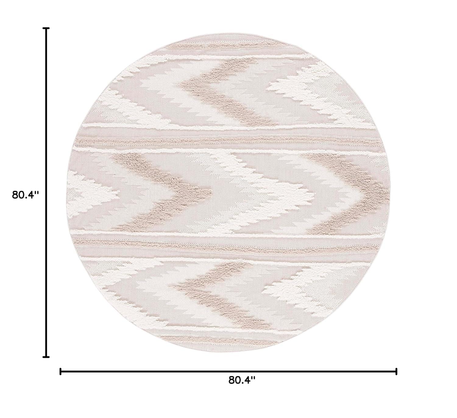 Trends TRD110 Power Loomed Area Rug - Beige/Ivory - 6'7" round - Safavieh.