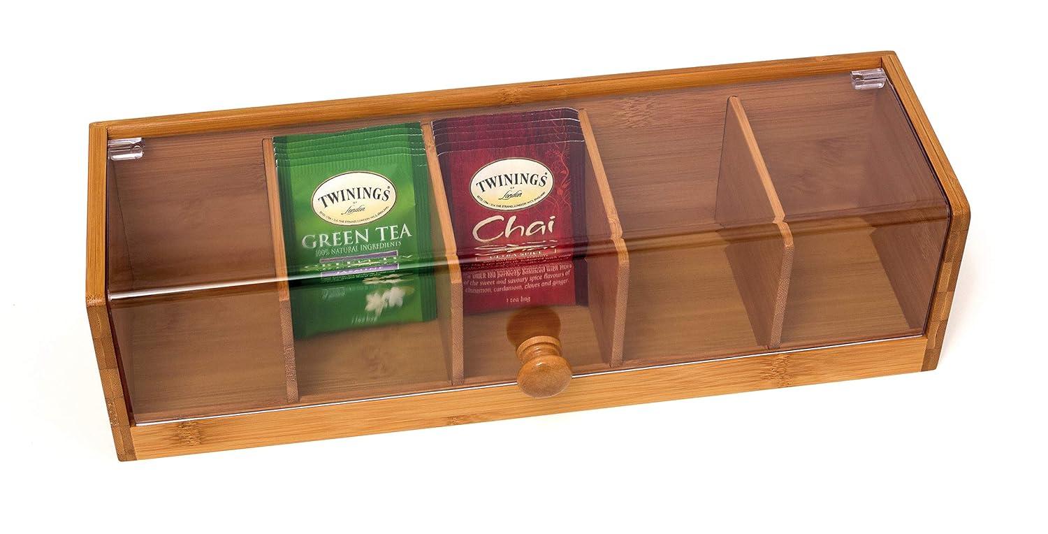 Lipper Bamboo 5-section Tea Box With Acrylic Cover