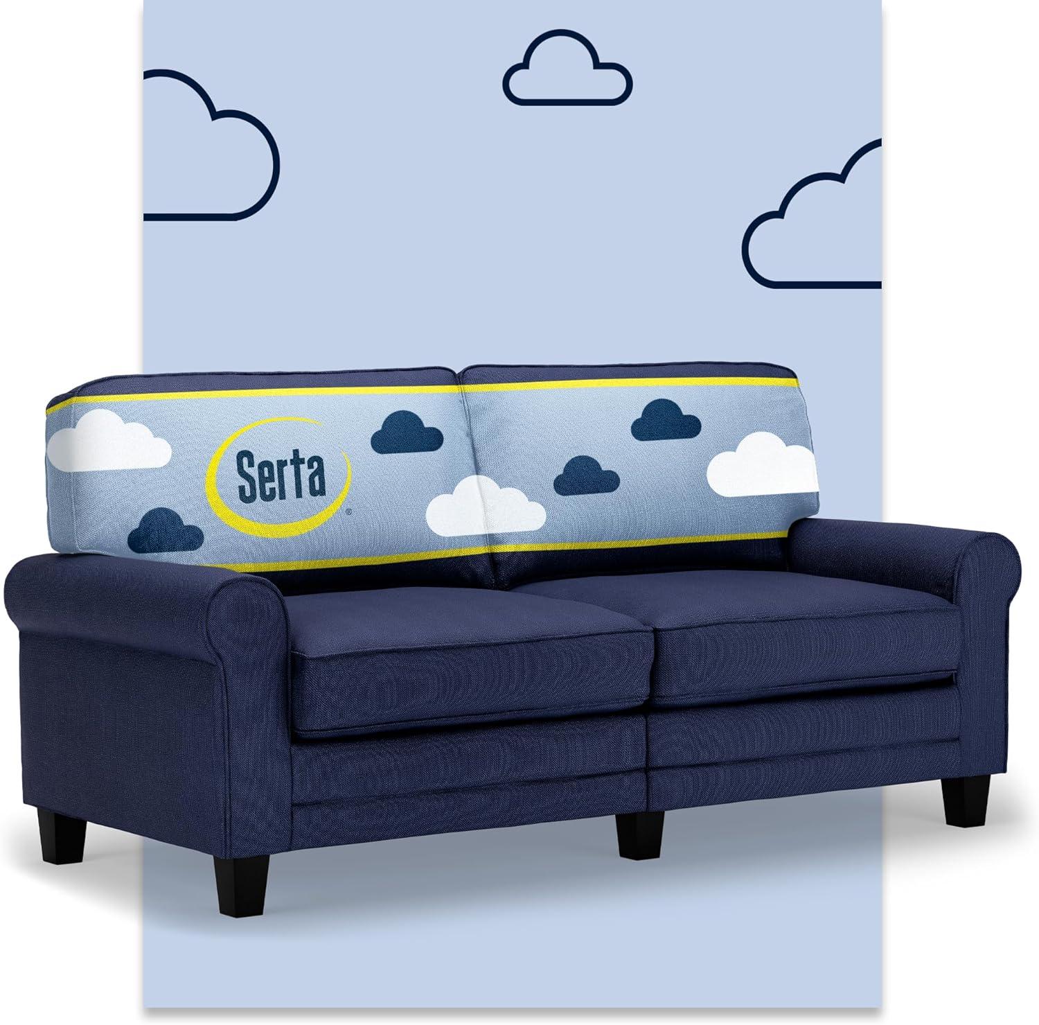 Serta Copenhagen 73" Rolled Arm Sofa, Easy Care Fabric, Soft Pillow Back, Pocket Coil Seat Cushions