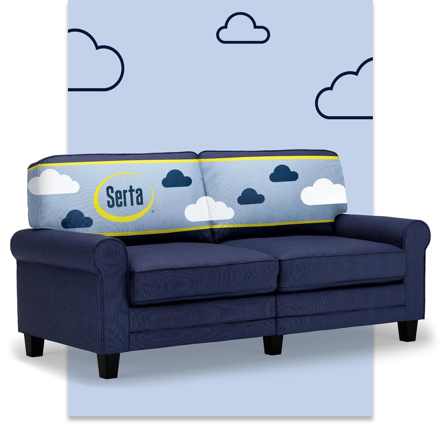 Serta Copenhagen 73" Rolled Arm Sofa, Easy Care Fabric, Soft Pillow Back, Pocket Coil Seat Cushions