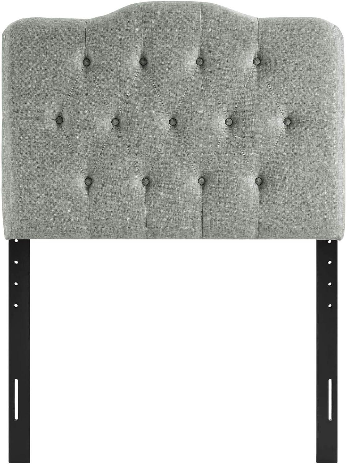 Gray Tufted Linen Upholstered Twin Headboard