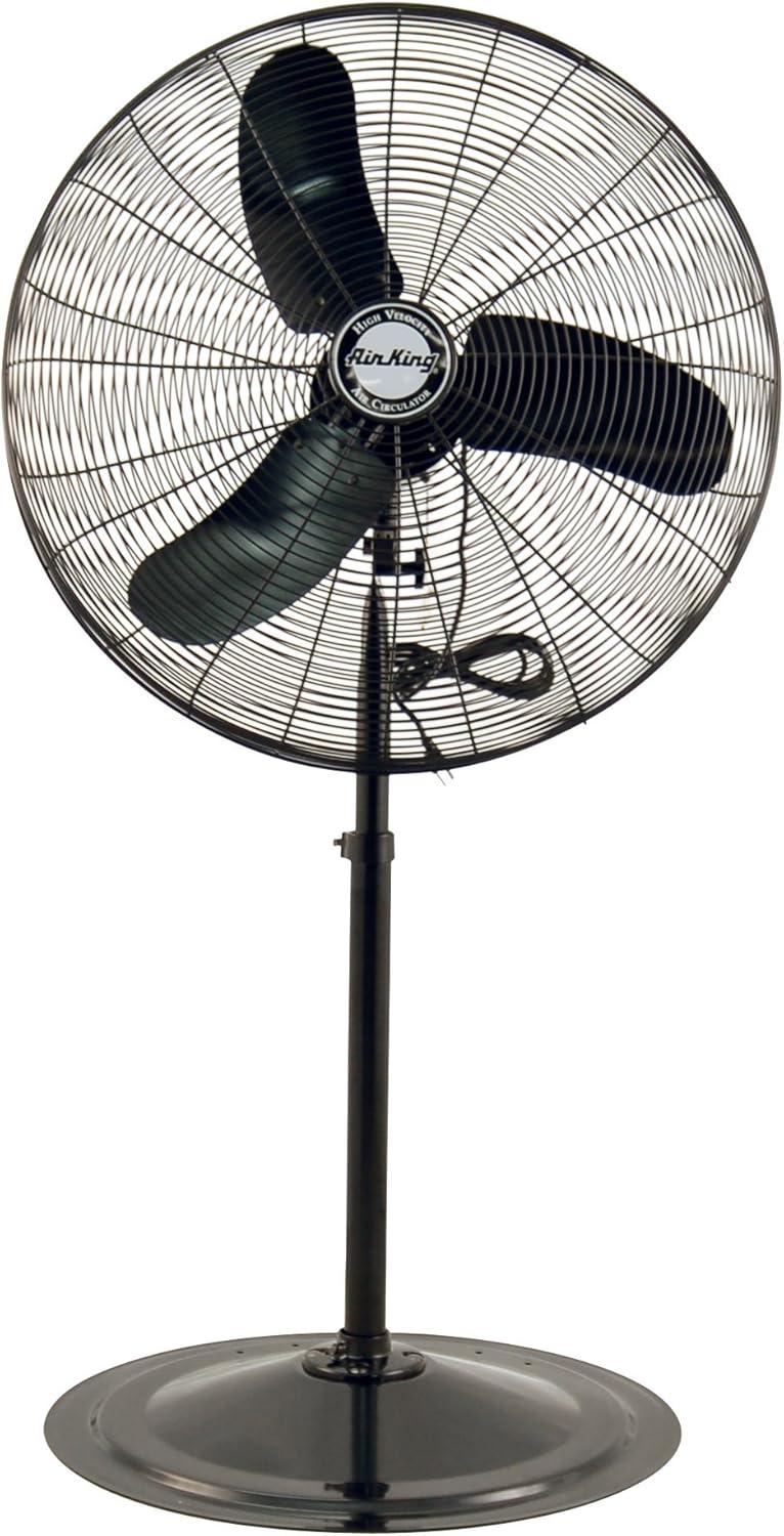 Black 24" Powder Coated Steel Oscillating Pedestal Fan