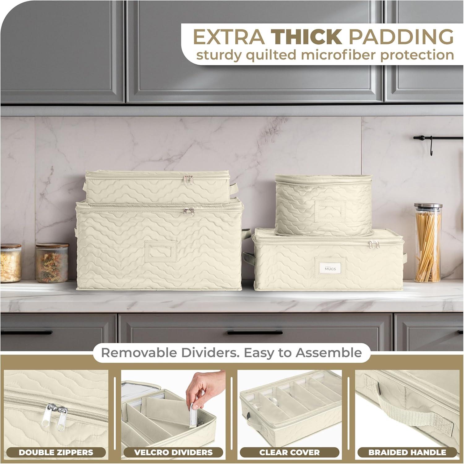 Sorbus Flatware & Utensil Storage - Gray Fabric Chest Box for Storage and Organizing Utensils, Silverware, Flatware, Cutlery - Silverware Organizer Container with Zipper Clear Lid & Adjustable Divider