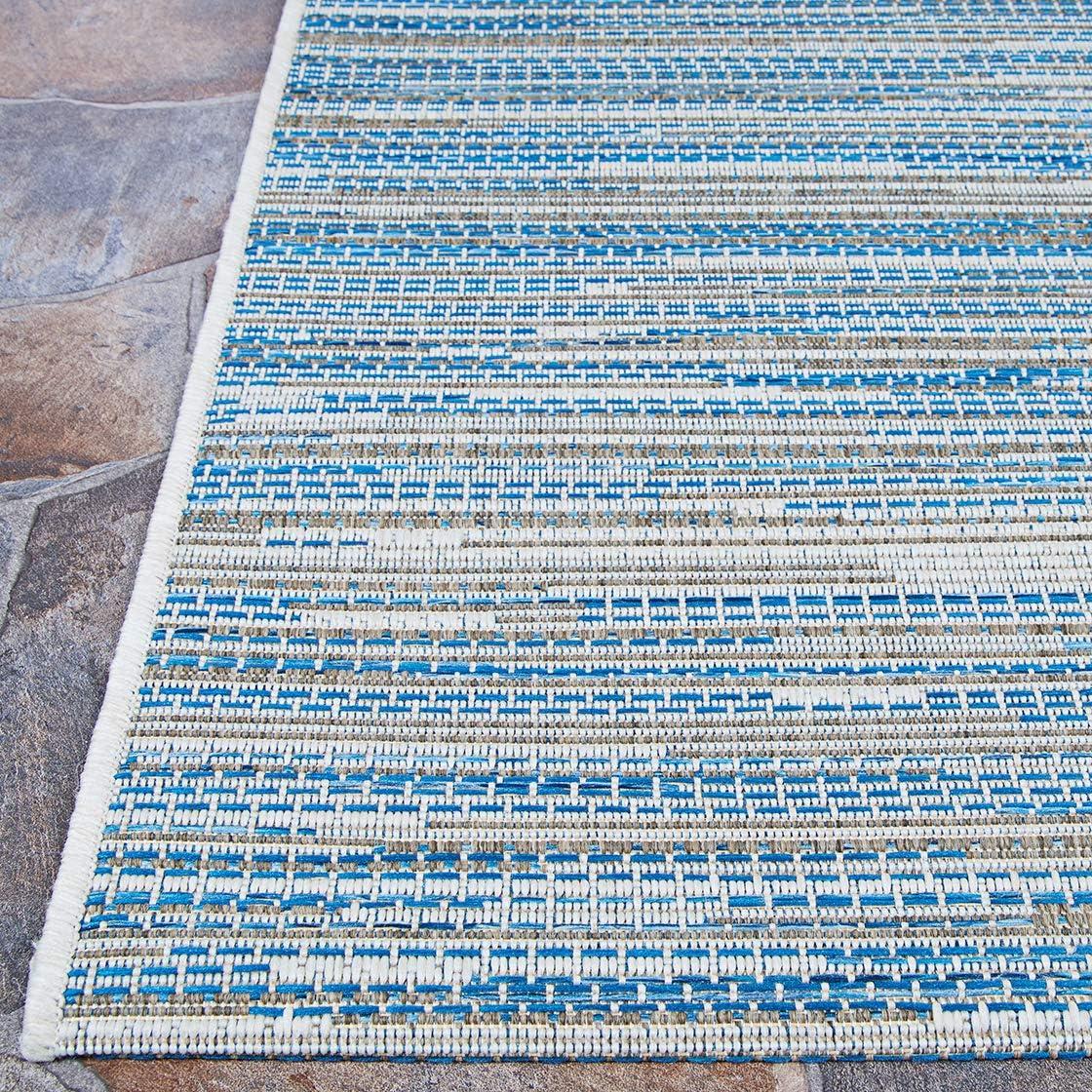 Couristan Monte Carlo Coastal Breeze Indoor/Outdoor Area Rug, 5'3" x 7'6", Ocean-Champagne