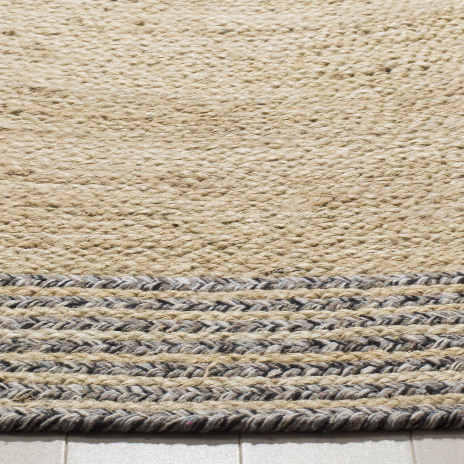Cape Cod CAP204 Hand Woven Area Rug - Ivory/Steel Grey - 8' round - Safavieh.