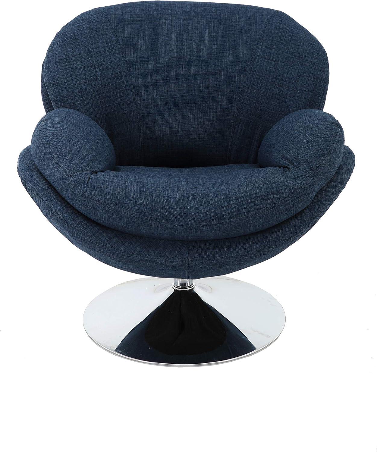 Relax-R Strand Fabric Upholstered Leisure Accent Chair in Denim/Chrome Base