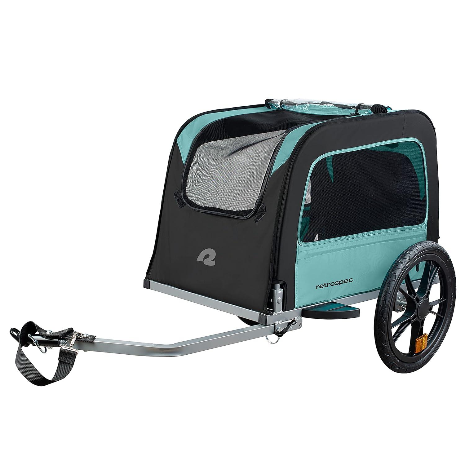 Retrospec Rover Waggin' Pet Bike Trailer - Small & Medium Sized Dogs Bicycle Carrier - Foldable Frame with 16 Inch Wheels - Non-Slip Floor & Internal Leash