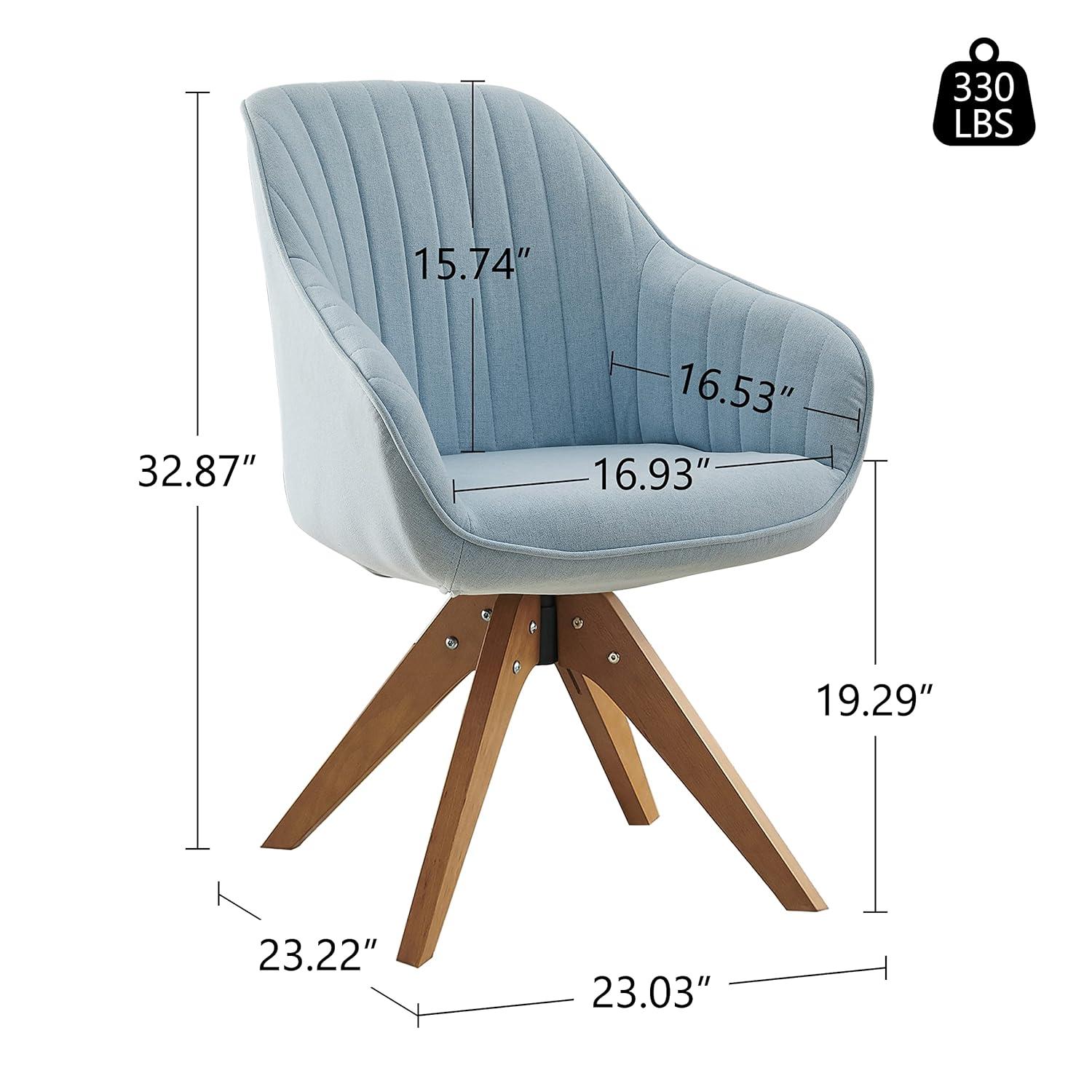 Art Leon Modern Swivel Fabric Accent Desk Chair with Beech Wood Legs, Yellow