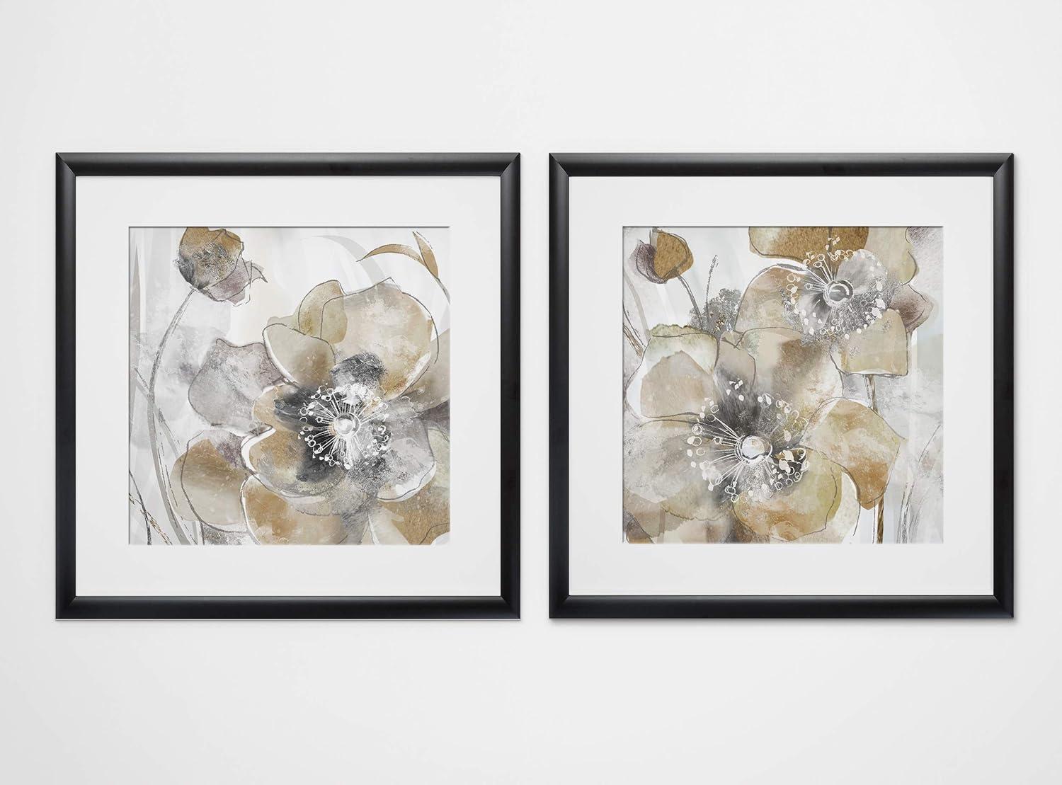 Taupe Spring Poppy 2-Piece Framed Art Print Set