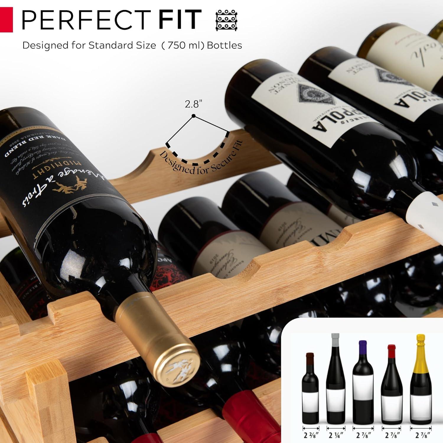 Eight-Tier Natural Bamboo 72-Bottle Modular Wine Rack