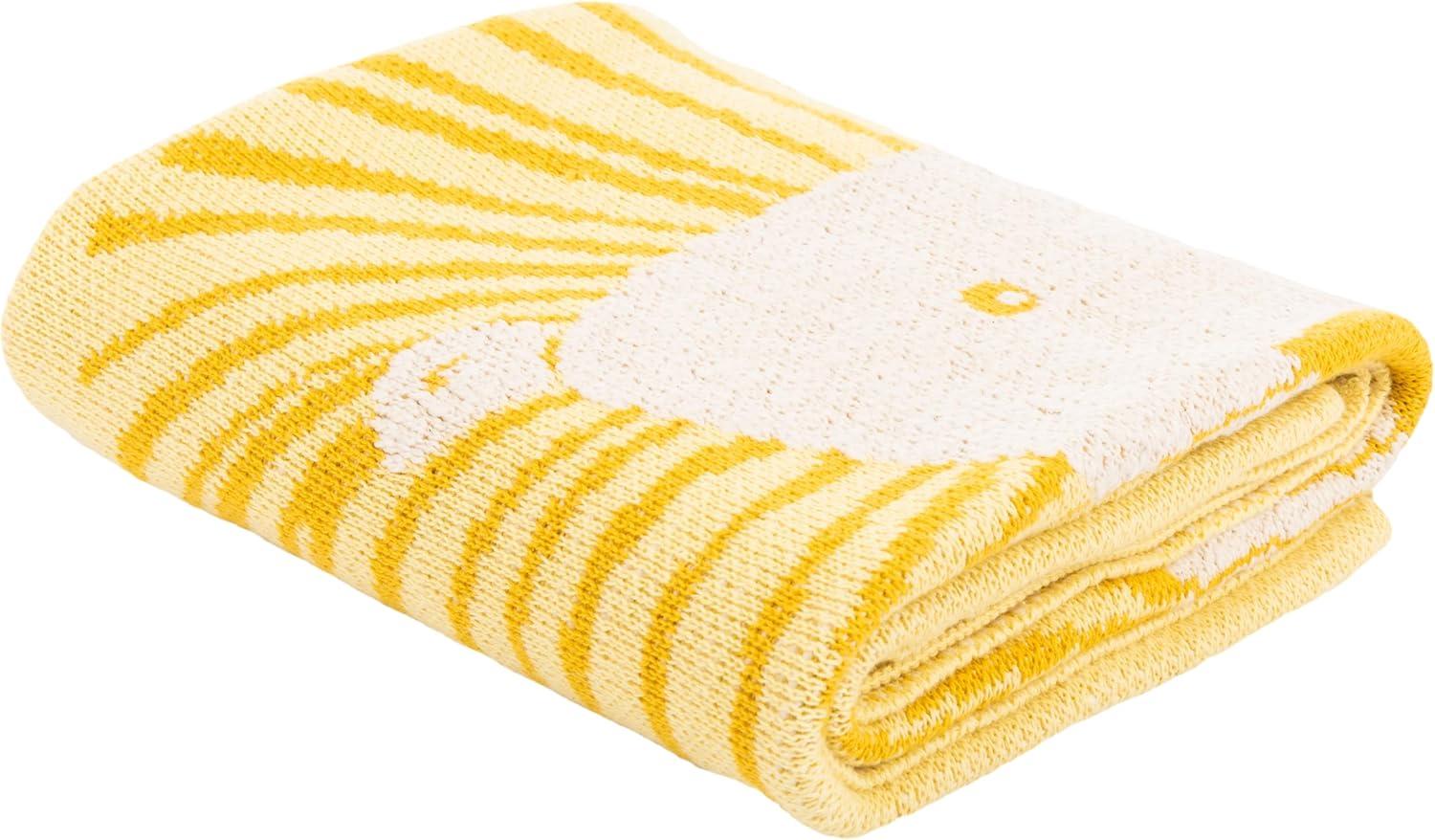 Yellow Knitted Cotton Baby Unisex Throw Blanket