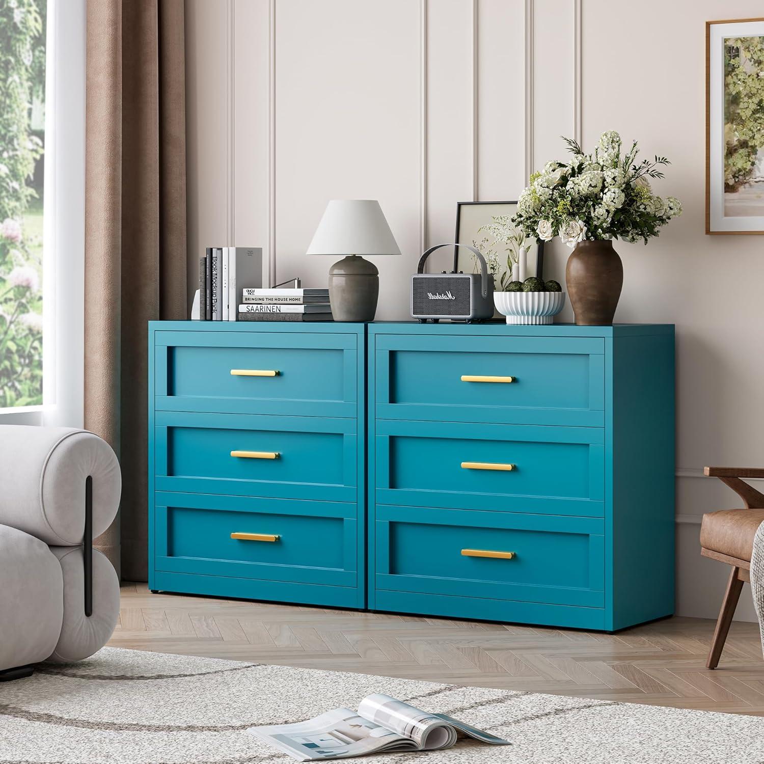 Mercer41 Metal 3 Drawer Dresser For Bedroom