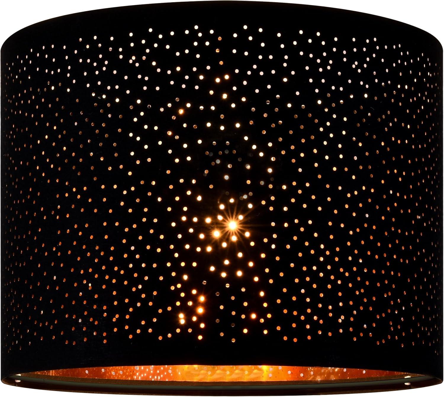 GO&SO Black Lamp Shades Set of 2, Drum Lampshades with Laser Drilling Design, Medium Lampshade 13" Top x 13" Bottom x 10" High, Lamp Shade For Tablelamp,Floor Lamps,Wall Hanging, Assembly Required