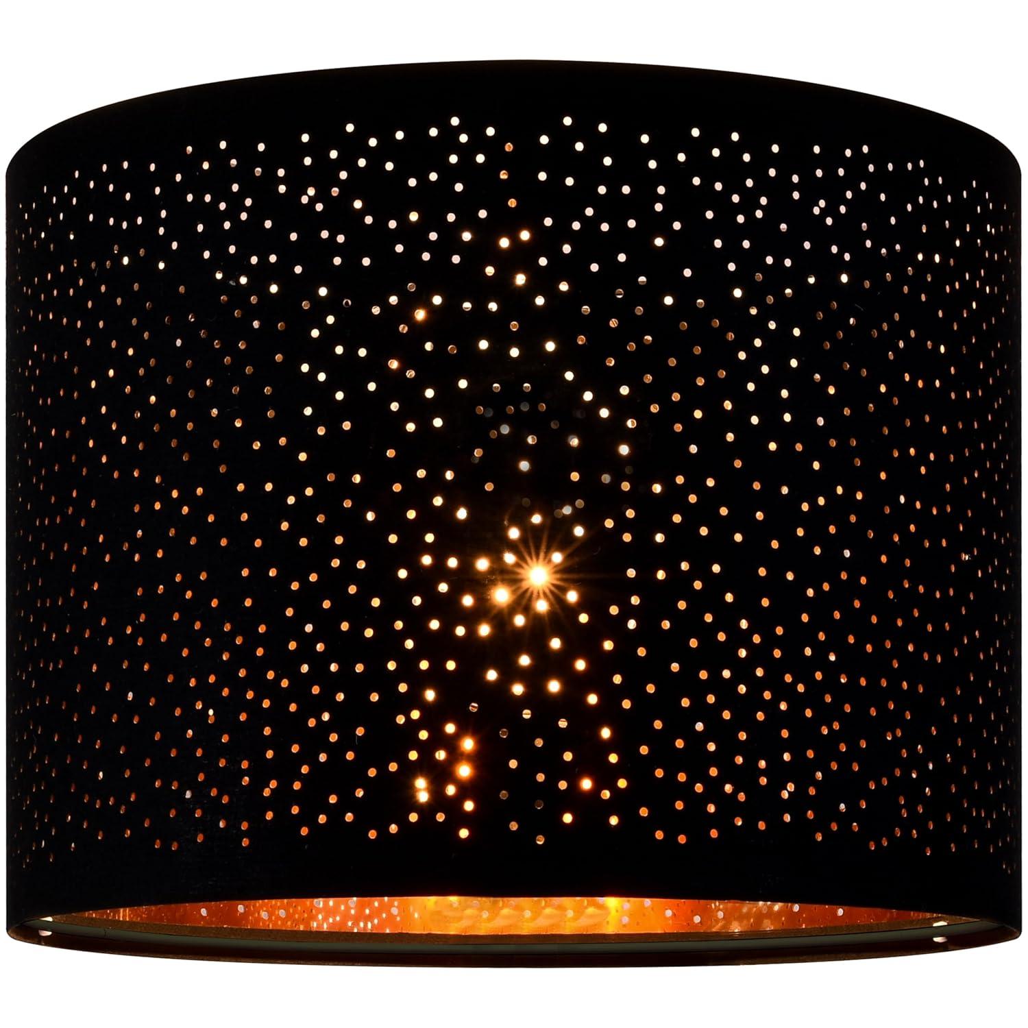 GO&SO Black Lamp Shades Set of 2, Drum Lampshades with Laser Drilling Design, Medium Lampshade 13" Top x 13" Bottom x 10" High, Lamp Shade For Tablelamp,Floor Lamps,Wall Hanging, Assembly Required