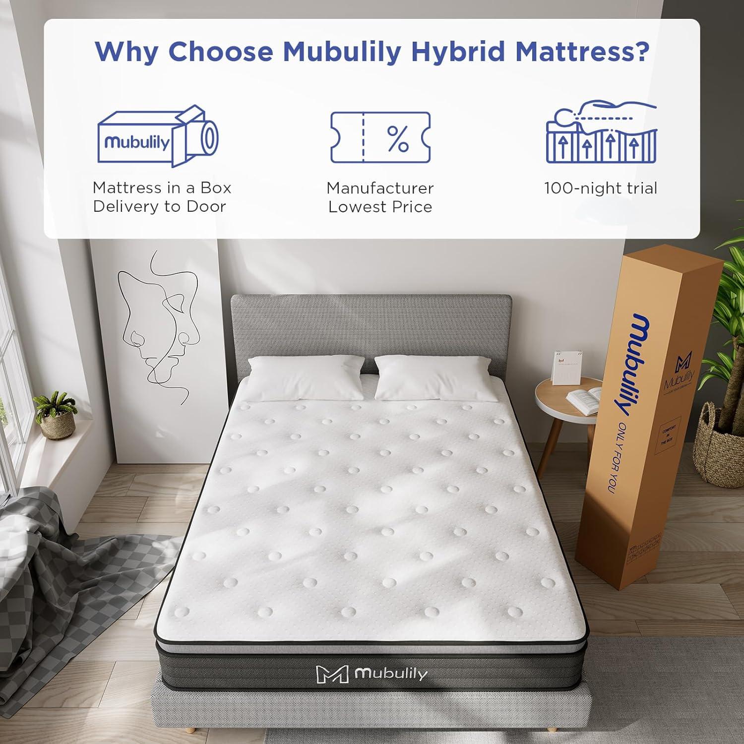 Mubulily 12'' Medium Gel Memory Foam Mattress