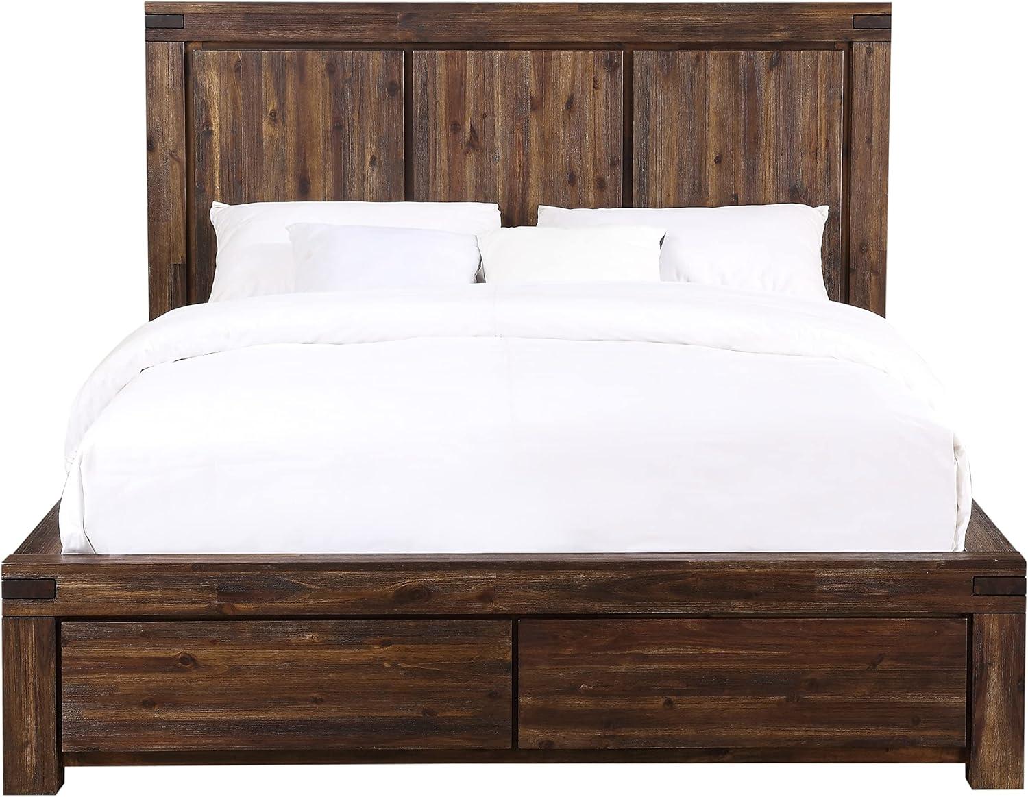 Modus Furniture Solid Wood Footboard-Storage Bed, California King, Meadow - Brick Brown
