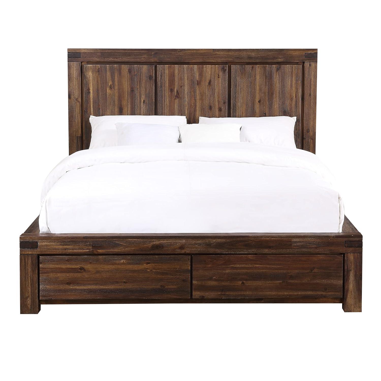 Modus Furniture Solid Wood Footboard-Storage Bed, California King, Meadow - Brick Brown