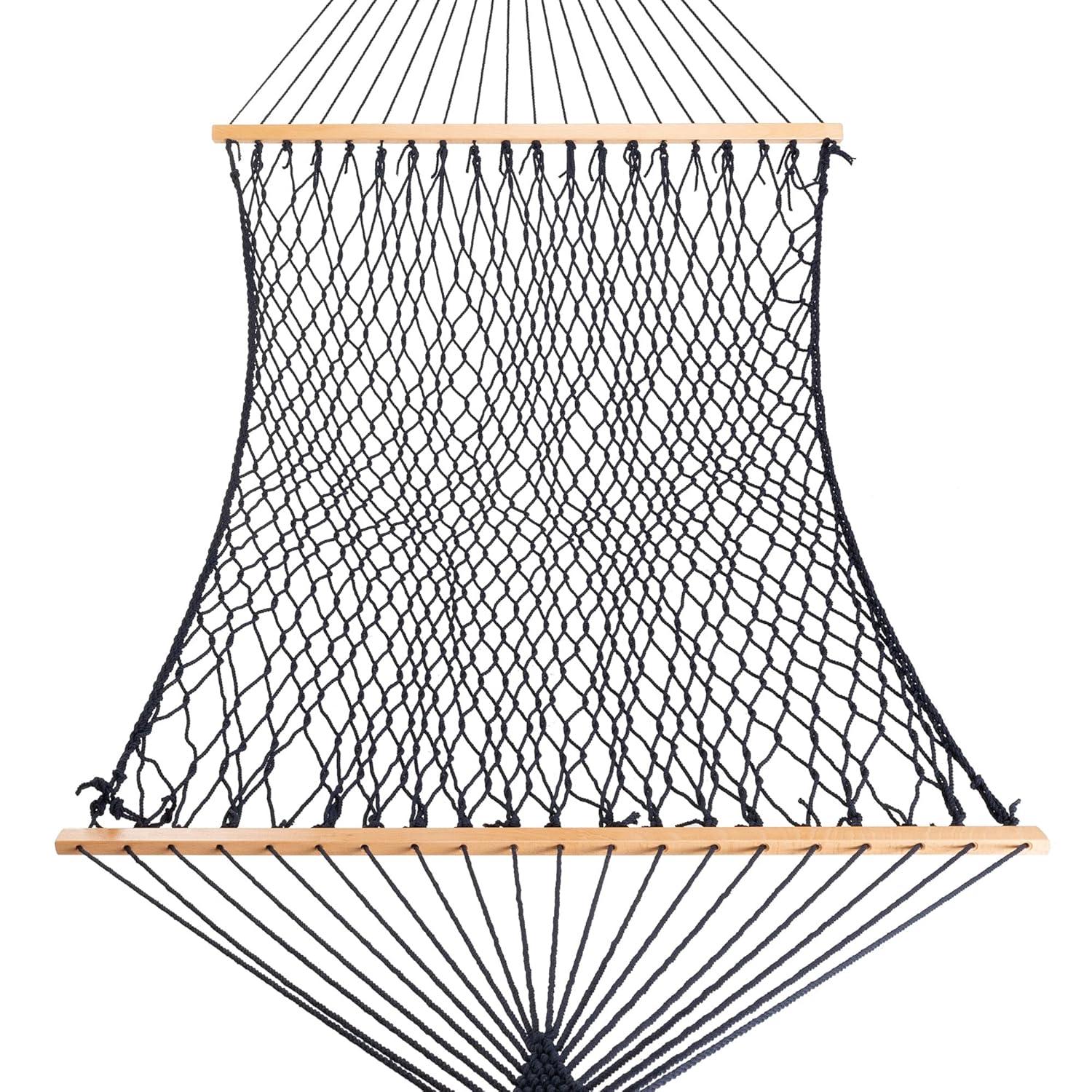 Castaway Living 13 ft. Double Navy Polyester Rope Hammock with Free Extension Chains ,Tree Hooks & Storage Bag