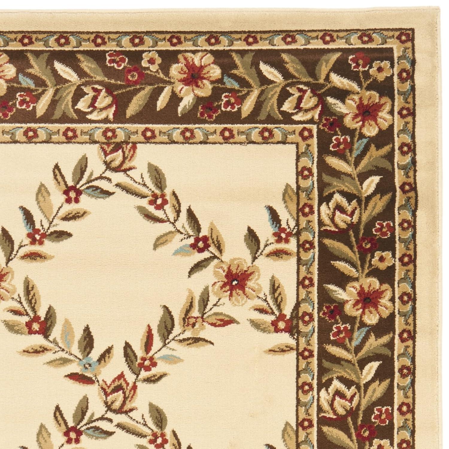 Lyndhurst LNH557 Power Loomed Area Rug - Ivory/Brown - 5'3"x7'6" - Safavieh