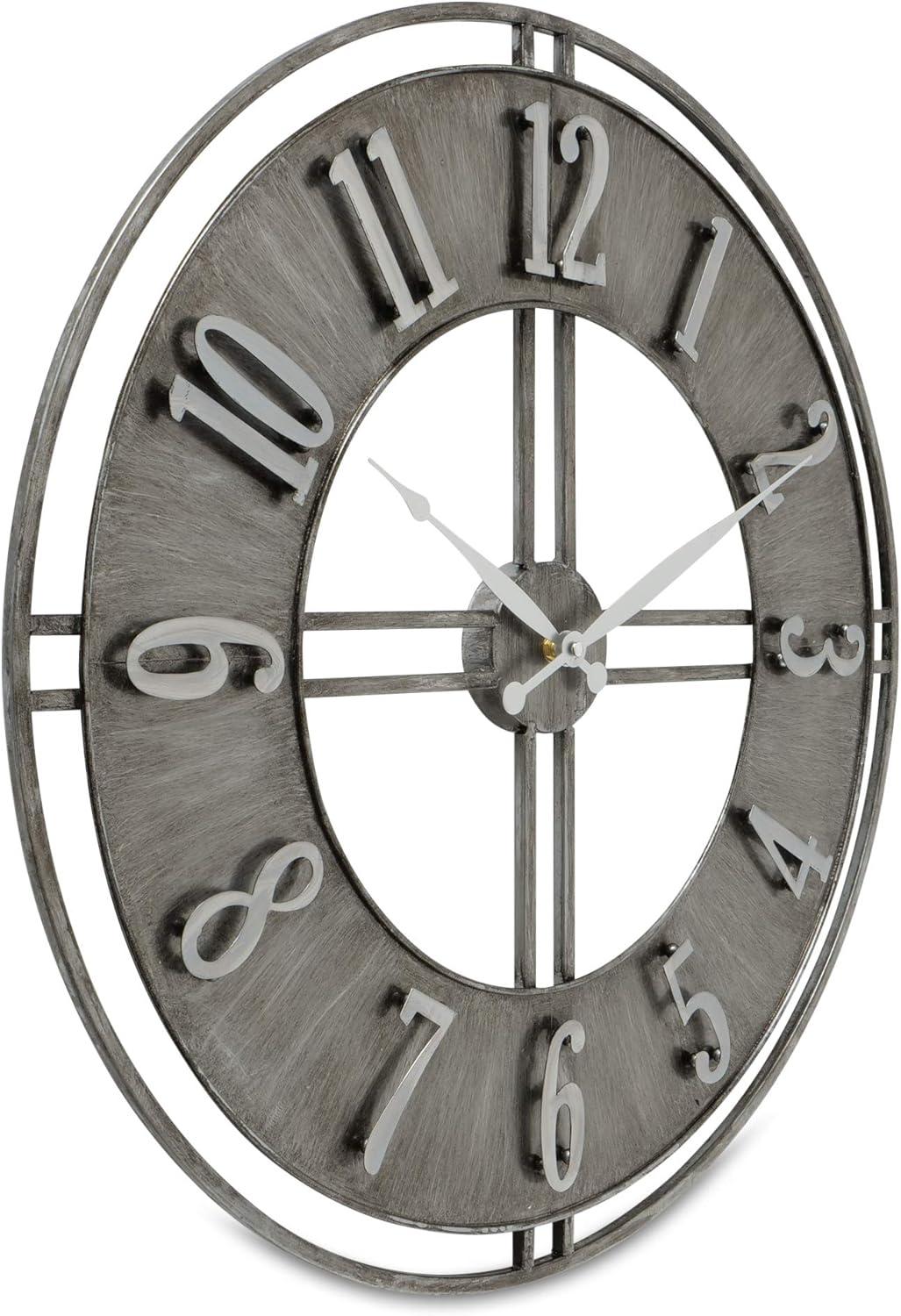 Industrial Chic Round Metal Wall Clock with Quartz Movement