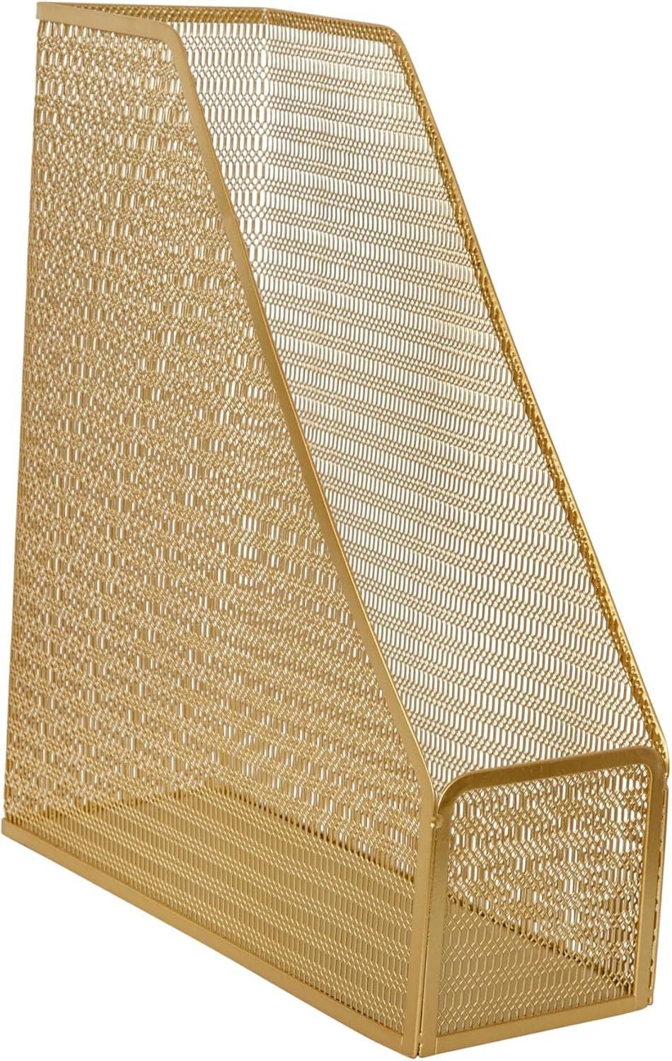 Martha Stewart Mesh Metal Single Slot Magazine File Holder Gold
