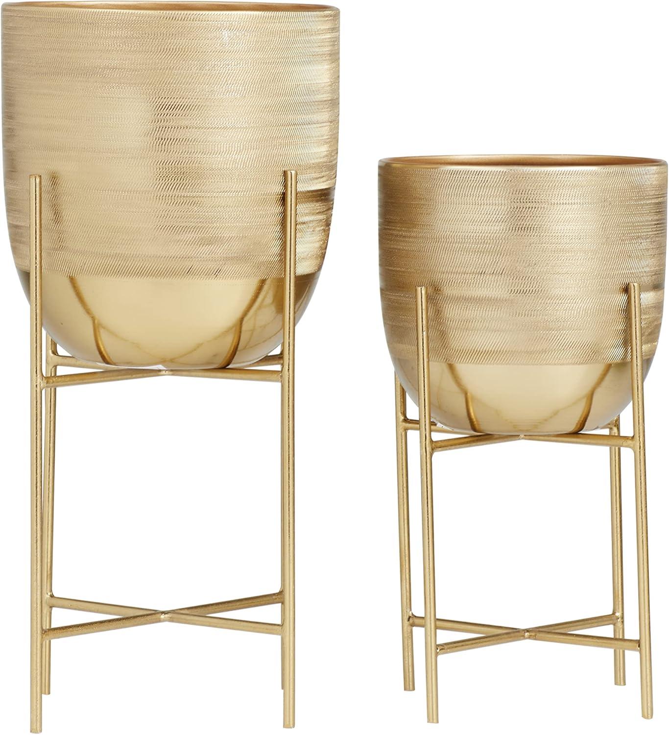 CosmoLiving by Cosmopolitan 2 - Piece Metal Dome Indoor Outdoor Planter with Removable Stand Set