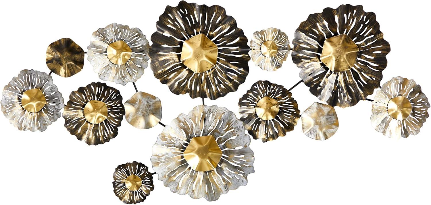Nearly Natural Modern,Mid-Century,Contemporary Layered Floral Everyday Decorative Metal Art