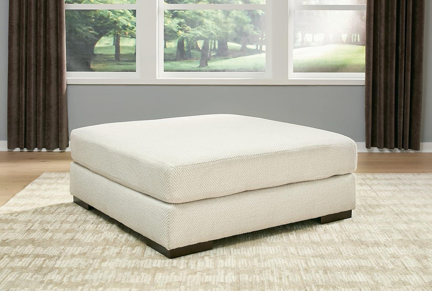 Zada Oversized White Microfiber Accent Ottoman