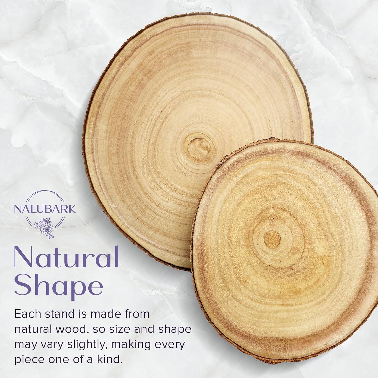 Wooden Cake Stand Rustic, 10-11 inch Multifunctional 2-in-1 Wedding Rustic Cake Stand, Wood Display Tray for Appetizers, Desserts, Charcuterie Board, Farmhouse Tree Stump Style, Sturdy, Easy to Clean