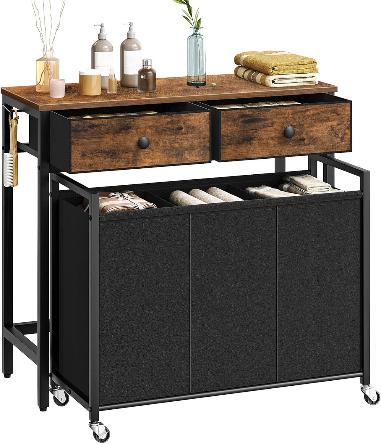 FLOORING CENTER LLC Laundry Basket With Wheels And Drawers