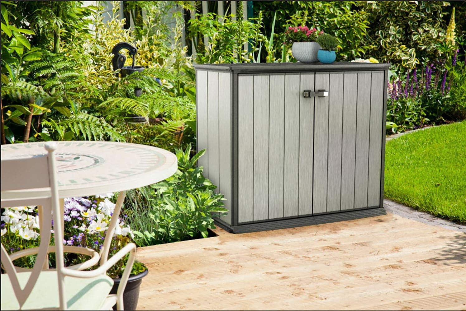 Gray Resin Outdoor Storage Shed with Paintable Walls