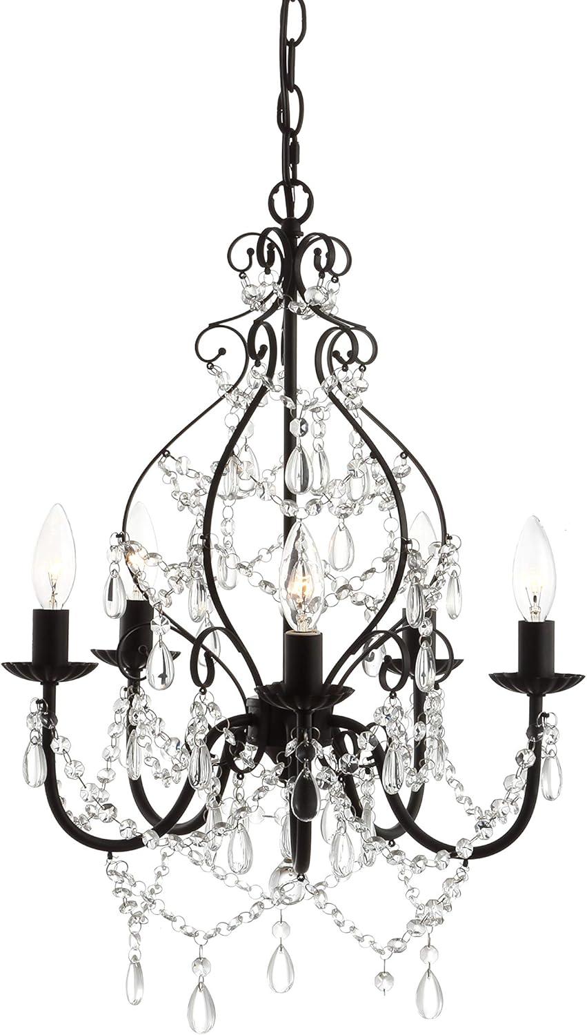 Maura 5-Light Black Crystal LED Chandelier