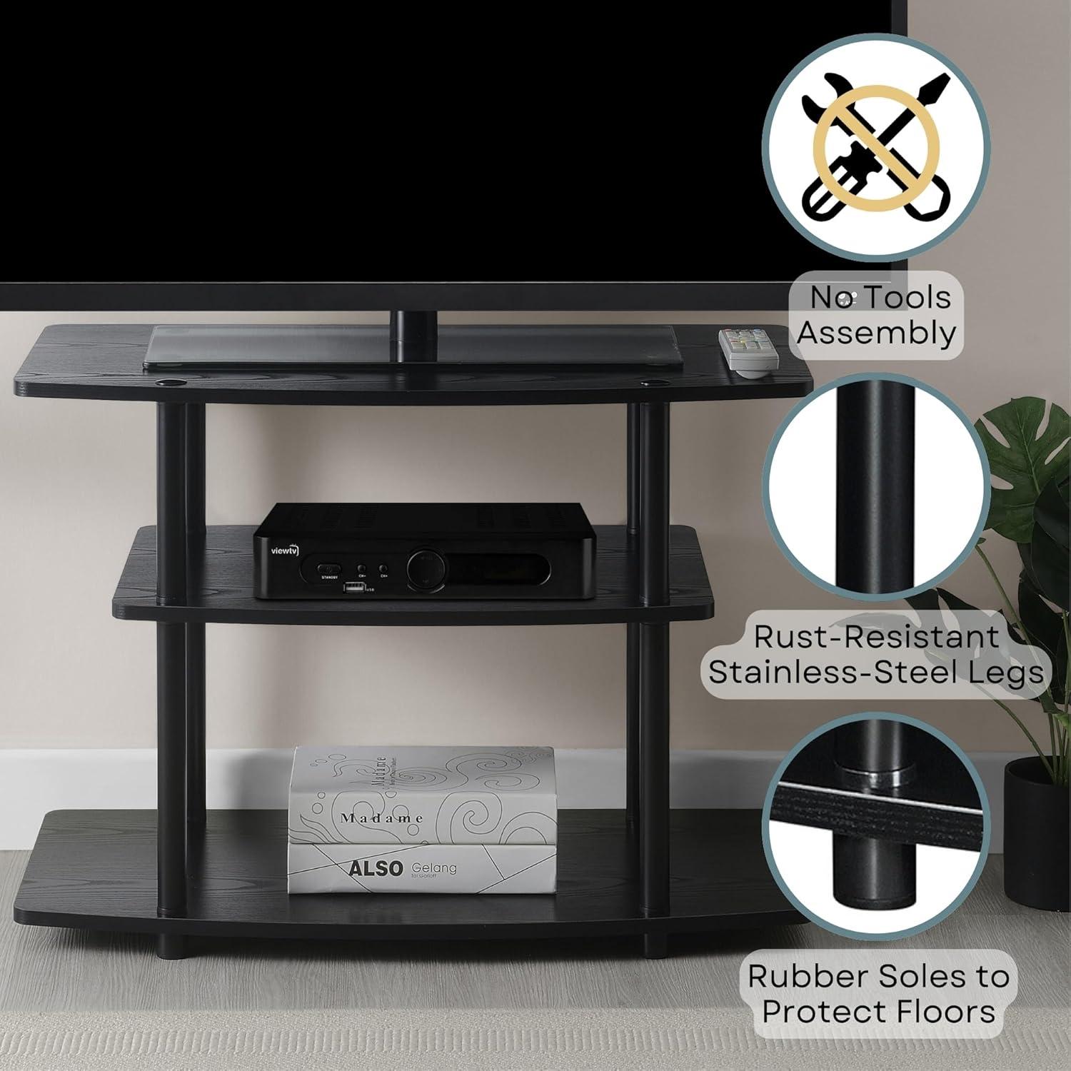 Convenience Concepts Designs2Go No Tools 3 Tier TV Stand, Light Oak