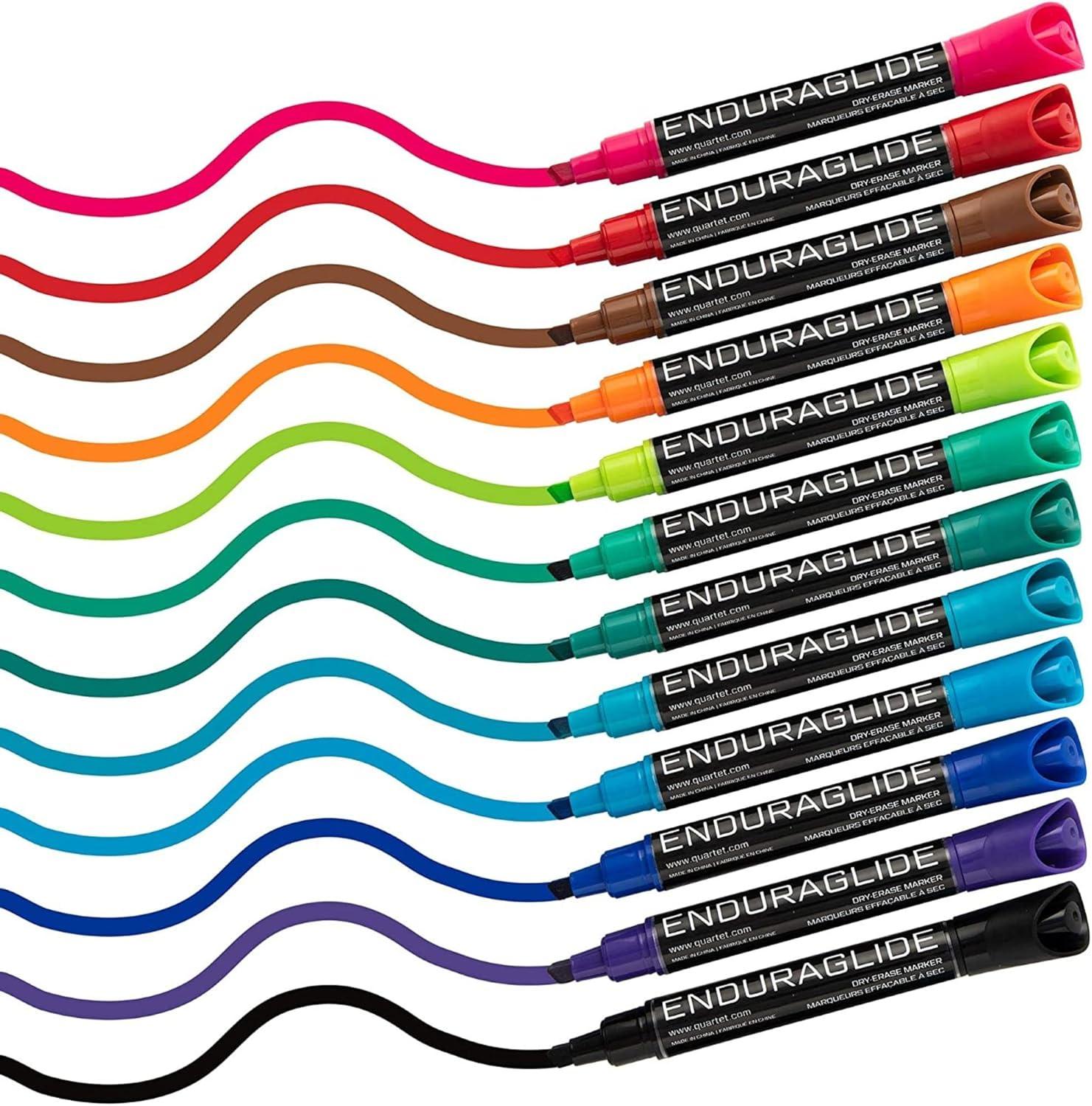 Quartet Dry Erase Markers, Whiteboard Markers, Chisel Tip, EnduraGlide, White Board Dry Erase Pens for Teachers, Home, School & Office Supplies, Assorted Colors, 12 Pack (5001-18MA)